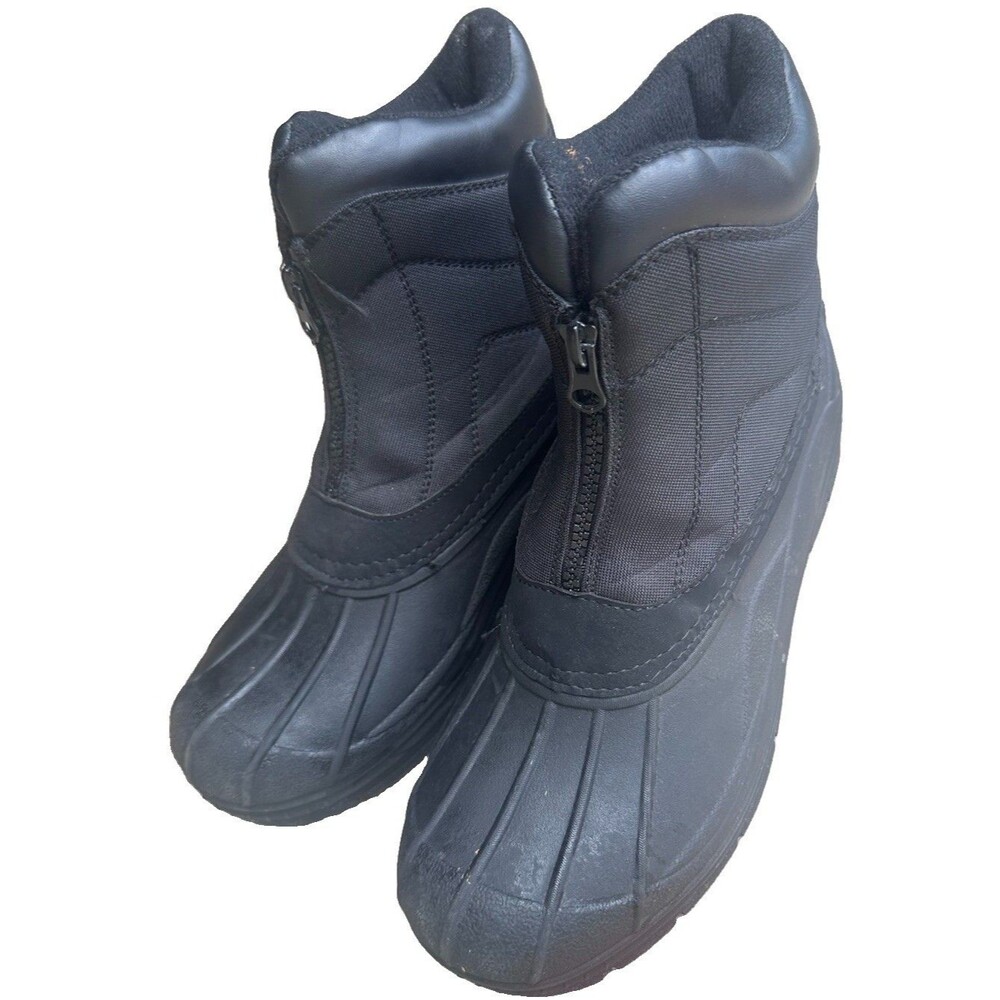 Eddie Bauer Lake Crescent Snow Boots Mens Size 9 Black Insulated Winter Zip Boot